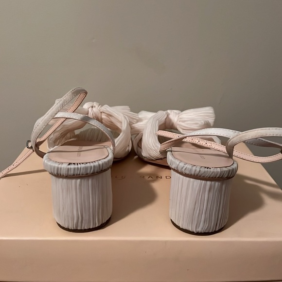 Loeffler Randall - Dahlia Pleated Bow Heels with Ankle Strap - Size 9.5 Pearl - Picture 4 of 5